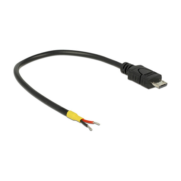 Delock Kabel USB 2.0 Micro-B Stecker > 2 x offene Kabelenden Strom 15 cm Raspberry Pi