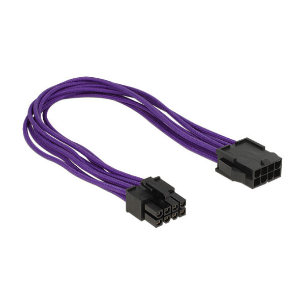 Delock Verlängerungskabel Stromversorgung 8 Pin EPS Stecker > 8 Pin EPS Buchse Textilummantelung violett