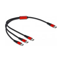 Delock USB Ladekabel 3 in 1 USB Type-C™ zu 3 x USB Type-C™ 30 cm schwarz / rot