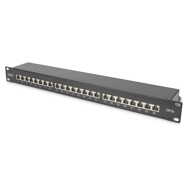 DIGITUS Patchpanel 1HE 24-Port Cat6a geschirmt schwarz