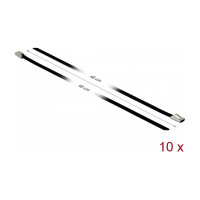 Delock Edelstahlkabelbinder L 400 x B 4,6 mm schwarz 10 Stück