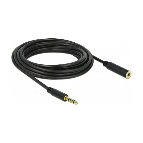Delock Verlängerungskabel Klinke 4,4 mm 5 Pin Stecker zu Buchse 5 m schwarz