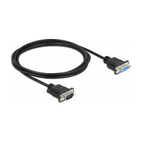 Delock RS-232 Kabel Seriell D-Sub9 Stecker zu Buchse Nullmodem mit schmalem Steckergehäuse 2 m