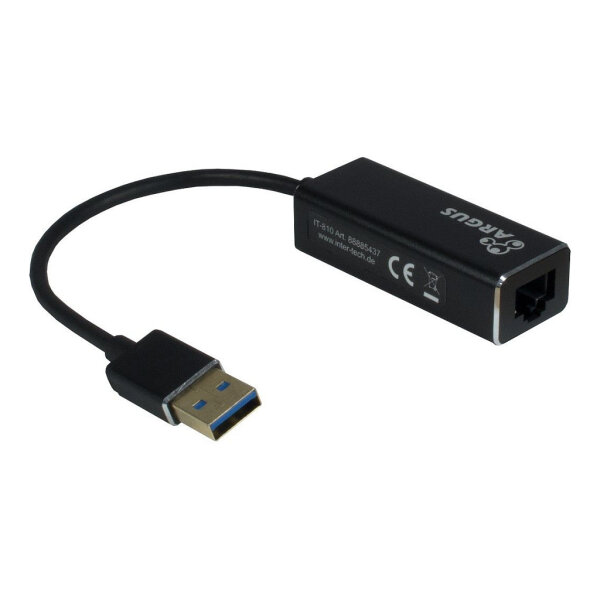 Adapter USB3.0 > RJ45 Gigabit Lan 1000 MBit/s Inter-Tech Black