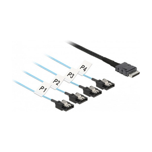 Delock Kabel OCuLink SFF-8611 > 4 x SATA 7 Pin 0,5 m Metall