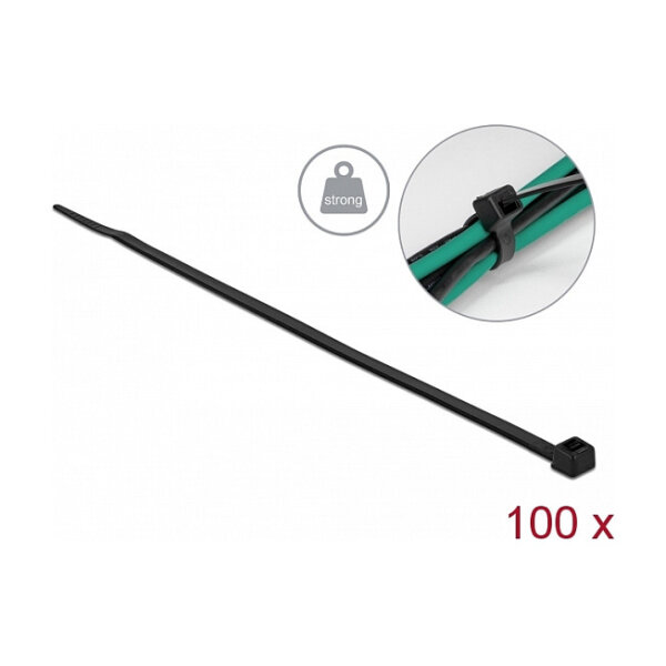 Delock Kabelbinder mit hoher Zugfestigkeit L 300 x B 4,8 mm schwarz 100 Stück