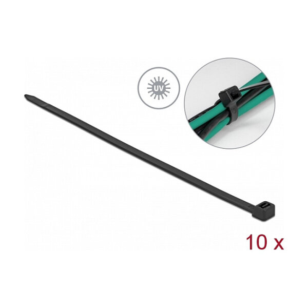 Delock Kabelbinder UV-beständig L 610 x B 9,0 mm schwarz 10 Stück
