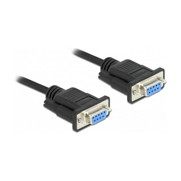 Delock RS-232 Kabel Seriell D-Sub 9 Buchse zu Buchse Nullmodem mit schmalem Steckergehäuse - Full Handshaking - 5 m