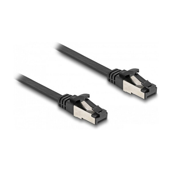 Delock RJ45 Flachband Patchkabel Stecker zu Stecker Cat.8.1 flexibel 1 m schwarz