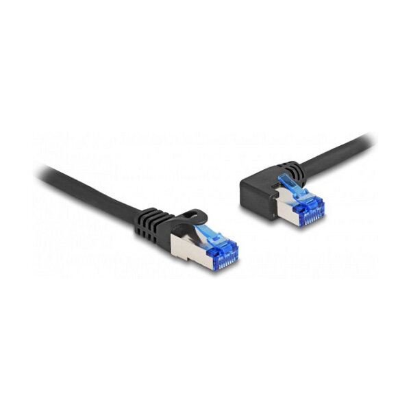 Delock RJ45 Netzwerkkabel Cat.6A S/FTP gerade / links gewinkelt 2 m schwarz