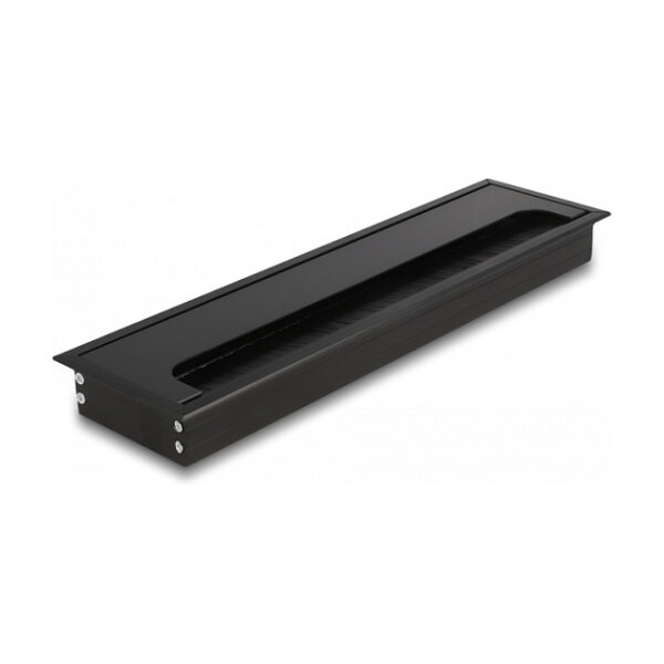 Delock Kabeldurchführung für Tischeinbau mit Bürste 300 x 80 x 28 mm schwarz