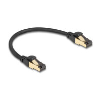 Delock RJ45 Netzwerkkabel Cat.6A Stecker zu Stecker S/FTP schwarz 30 cm mit Cat.7 Rohkabel Industrie und Outdoor tauglich