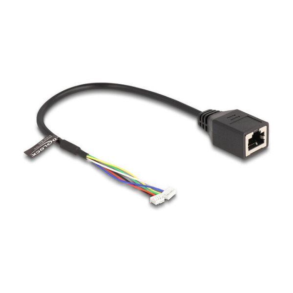 Delock Kabel RJ45 Buchse zu Pfostenbuchse 1,25 mm 4 Pin und Pfostenbuchse 1,25 mm 6 Pin Cat.5e 30 cm schwarz