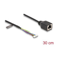 Delock Kabel RJ45 Buchse zu Pfostenbuchse 1,25 mm 4 Pin und Pfostenbuchse 1,25 mm 6 Pin Cat.5e 30 cm schwarz