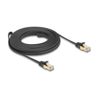 Delock RJ45 Flachband Netzwerkkabel mit Geflechtmantel Cat.6A U/FTP Stecker zu Stecker 7,5 m schwarz