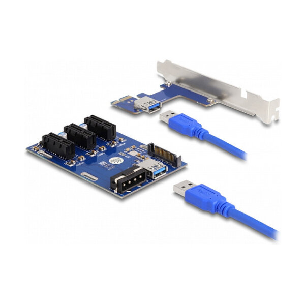 Delock Riser Karte PCI Express x1 zu 3 x PCIe x1 mit 50 cm USB Kabel