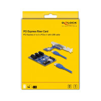 Delock Riser Karte PCI Express x1 zu 3 x PCIe x1 mit 50 cm USB Kabel