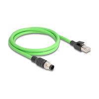 Delock M12 Kabel A-kodiert 8 Pin Stecker zu RJ45 Stecker PUR (TPU) 2 m