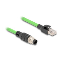 Delock M12 Kabel A-kodiert 8 Pin Stecker zu RJ45 Stecker PUR (TPU) 2 m