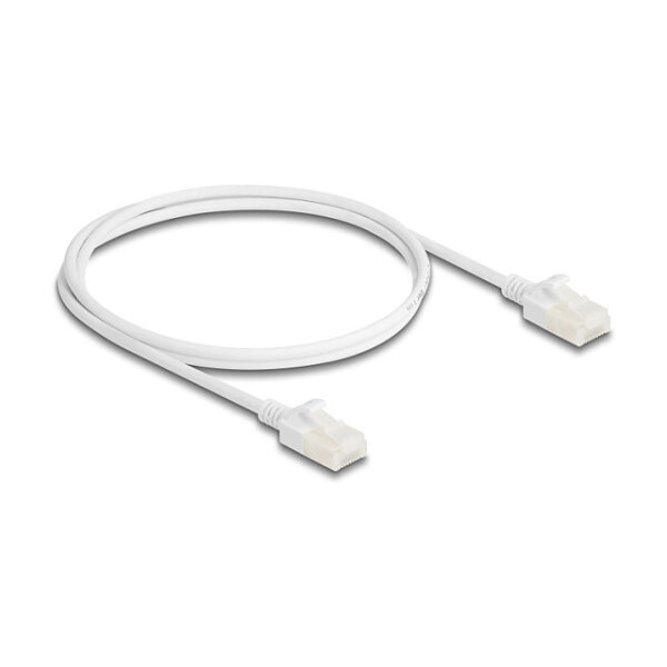 Delock RJ45 Netzwerkkabel Cat.6A Stecker zu Stecker mit robuster Rastnase Industrietauglich U/UTP Slim 1 m weiß