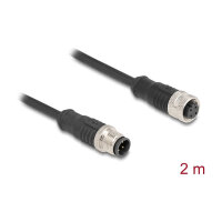 Delock M12 Kabel D-kodiert 4 Pin Stecker zu Buchse PVC 2 m