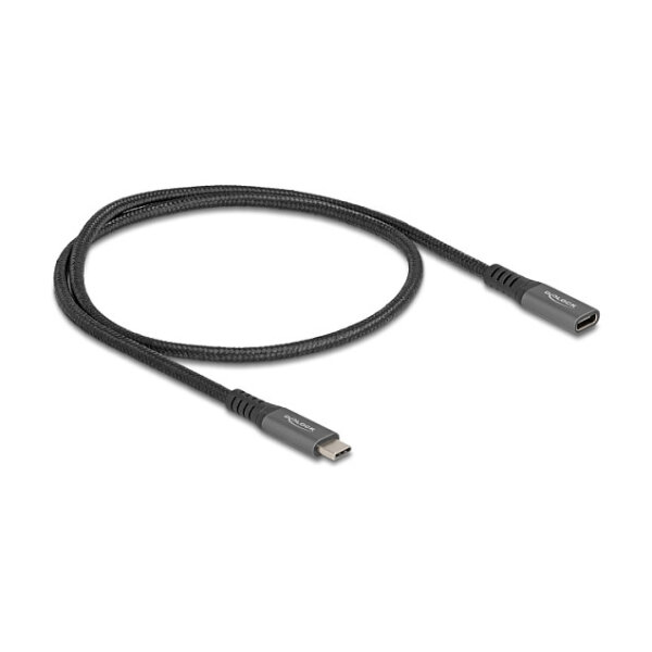 Delock USB 10 Gbps Verlängerungskabel USB Type-C™ Stecker zu Buchse PD 3.0 100 W 0,5 m grau Metall