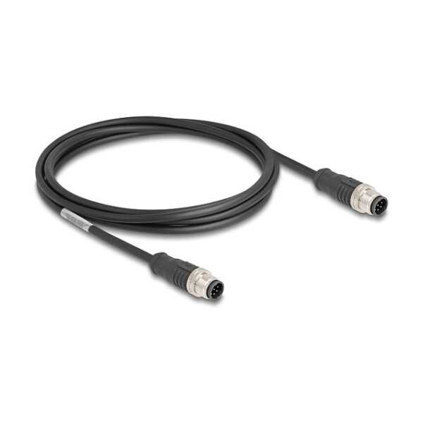 Delock M12 Kabel A-kodiert 8 Pin Stecker zu Stecker PVC 2 m