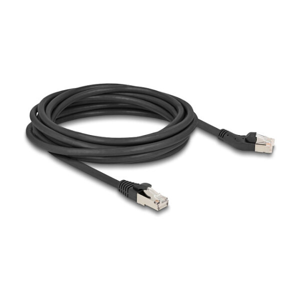 Delock RJ45 Netzwerkkabel Cat.6A S/FTP Stecker 45° nach links gewinkelt zu Stecker gerade 5 m schwarz