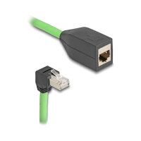 Delock RJ45 Netzwerk Verlängerungskabel Cat.6A Stecker unten gewinkelt zu Buchse SF/UTP schleppkettentauglich PUR (TPU) 5 m grün