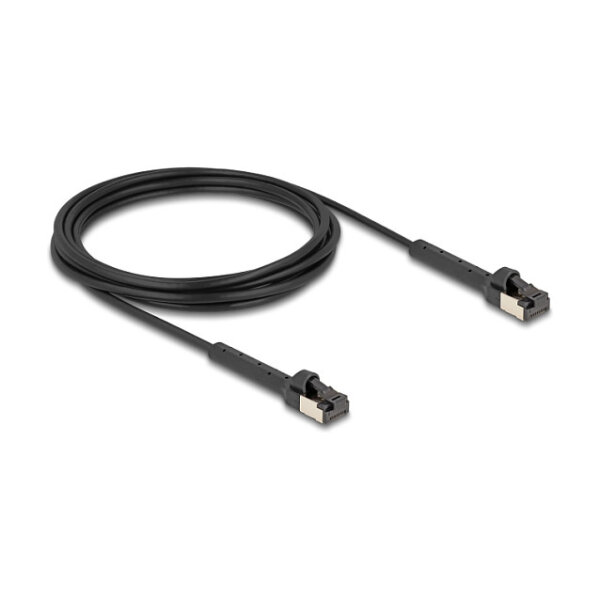 Delock RJ45 Slim Netzwerkkabel Cat.8.1 U/FTP winkelbar bis 40 Gbps schwarz 3 m