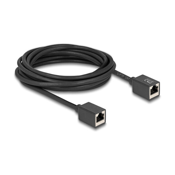 Delock Netzwerk Verlängerungskabel Kupplung RJ45 Buchse zu RJ45 Buchse Cat.6A S/FTP 5 m schwarz
