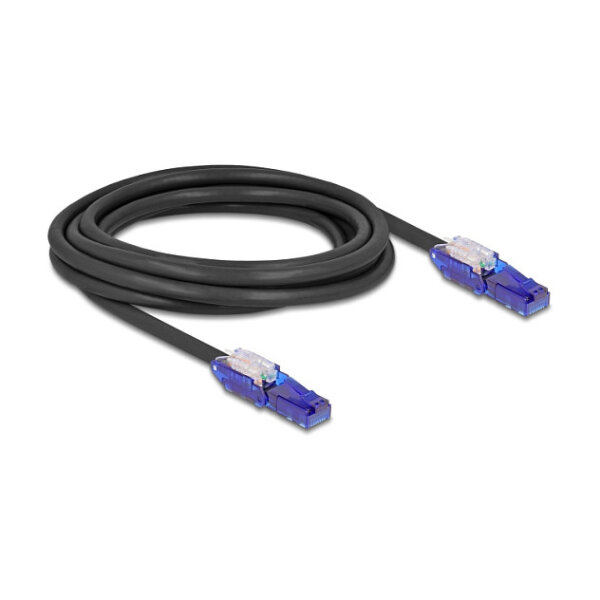 Delock RJ45 Netzwerkkabel Cat.6 UTP mit 180° winkelbaren Steckern schwarz 3 m
