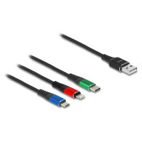 Delock USB Ladekabel 3 in 1 Typ-A zu Lightning™ / Micro USB / USB Type-C™ 2 m 3-farbig