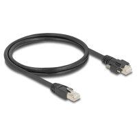 Delock Kabel RJ45 Stecker zu RJ45 Stecker mit Schraubenabstand 20 mm für GigE Kamera Cat.6A S/FTP 1 m schwarz
