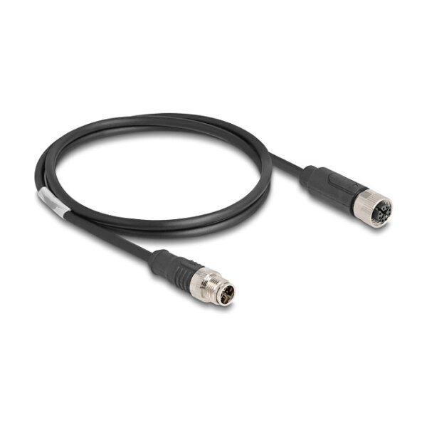 Delock M12 Kabel X-kodiert 8 Pin Stecker zu Buchse PVC 1 m