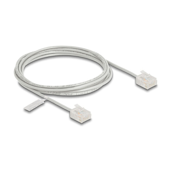 Delock RJ45 Netzwerkkabel Cat.6 UTP Ultra Slim 2 m grau mit kurzen Steckern