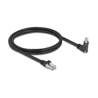 Delock GigE Kamera Kabel RJ45 Stecker 45° gedreht und 90° gewinkelt mit Schrauben zu RJ45 Stecker Cat.6 S/FTP 1 m schwarz
