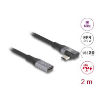 Delock USB 20 Gbps Verlängerungskabel gewinkelt links / rechts USB PD 3.1 Extended Power Range 240 W 2 m
