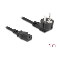 Delock Netzkabel PC Schutzkontaktstecker CEE 7/7 90° gewinkelt auf C13 Buchse, 1 m, 3 x 0,75 mm² schwarz