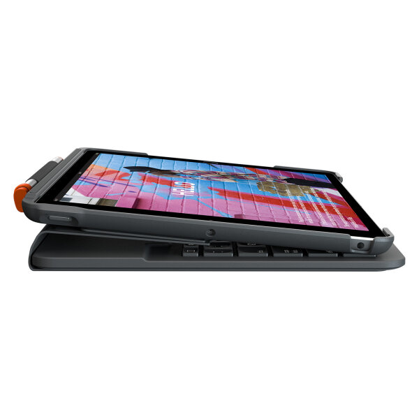 Logitech Slim Folio Bluetooth Tastatur und Schutzhülle iPad 7./8. Generation grey QWERTZ DE