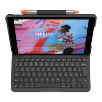 Logitech Slim Folio Bluetooth Tastatur und Schutzhülle iPad 7./8. Generation grey QWERTZ DE
