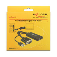 DELOCK Adapter VGA + Audio zu HDMI mit Kabel schwarz