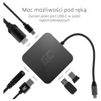 Green Cell AK61 USB-C HUB 6-Port 3xUSB 3.0  USB-C  HDMI...