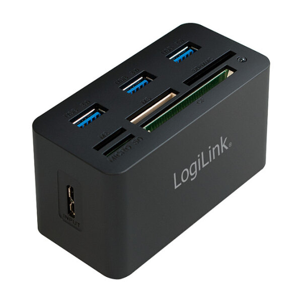 LogiLink CR0042 USB 3.0 HUB 3-Port 3x USB 3.0  All-in-One Kartenleser