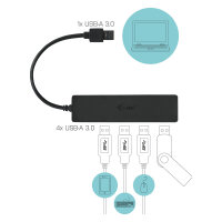 USB3.0 HUB 4Port SuperSpeed passiv i-Tec Black