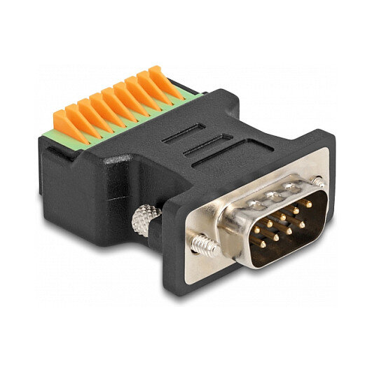 Delock D-Sub 9 Stecker zu Terminalblock Adapter mit Drucktaster