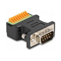 Delock D-Sub 9 Stecker zu Terminalblock Adapter mit Drucktaster