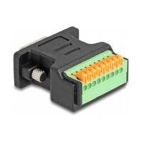 Delock D-Sub 9 Stecker zu Terminalblock Adapter mit Drucktaster
