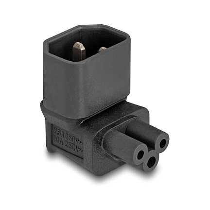 Delock Netzadapter IEC 60320 - C14 auf C5, Stecker / Buchse, 2,5 A, 90° gewinkelt