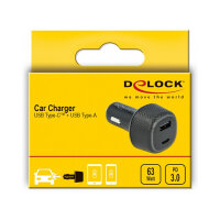 Delock Kfz Ladeadapter USB Type-C™ PD 3.0 und USB Typ-A mit 63 W